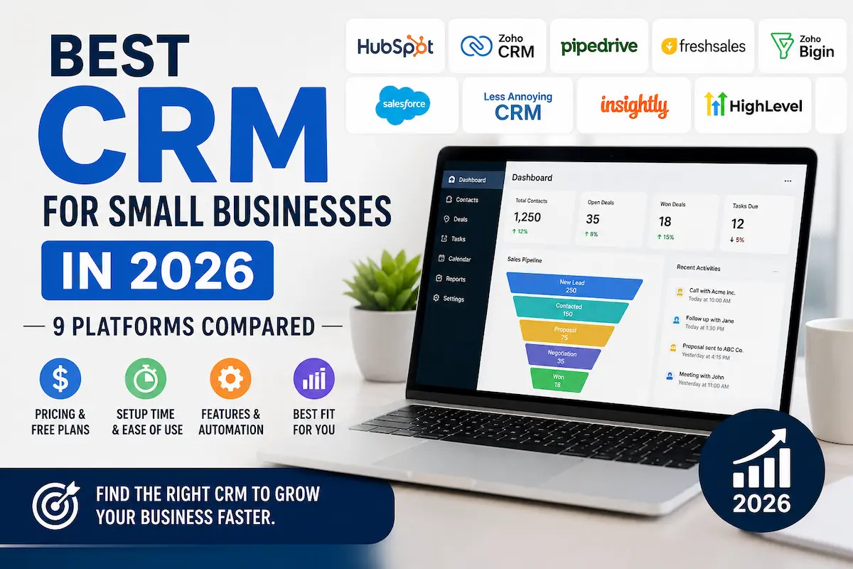 Best CRM for small businesses in 2026 compared across pricing, setup, features, and automation