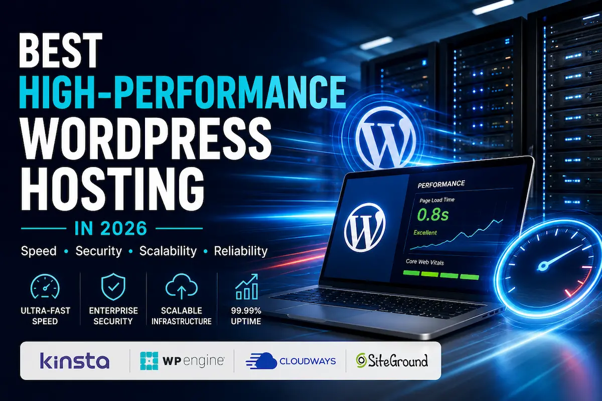Best high-performance WordPress hosting comparison showing server infrastructure and website speed
