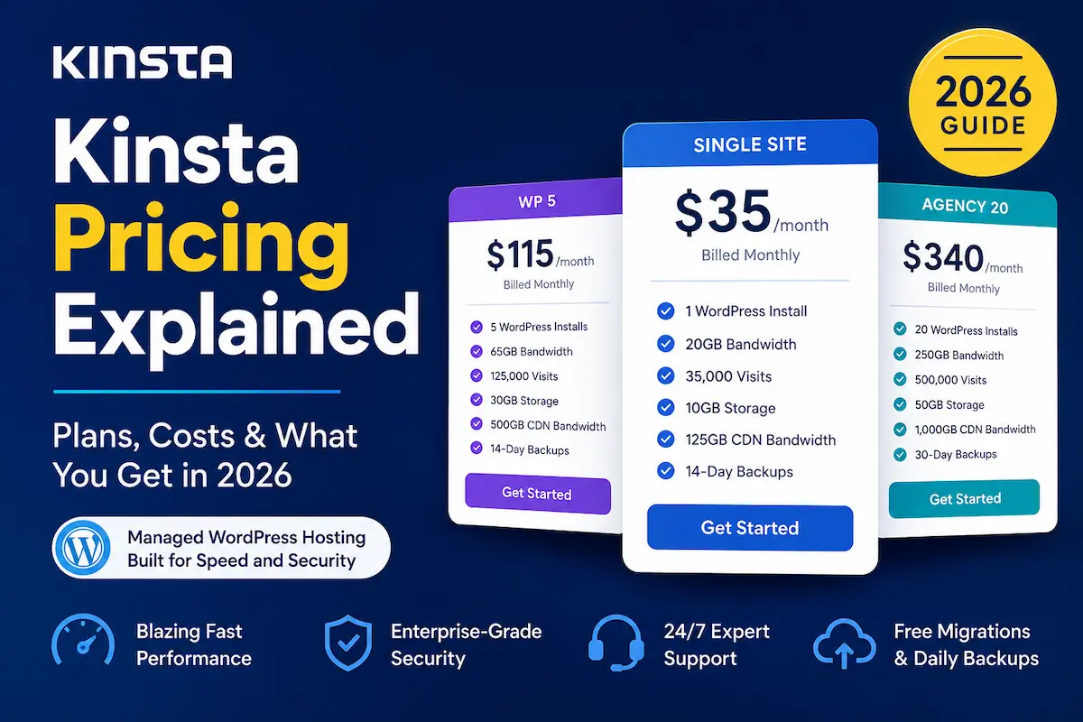 Kinsta pricing 2026 WordPress hosting plans comparison
