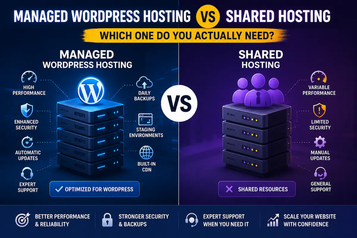 Managed WordPress hosting vs shared hosting comparison