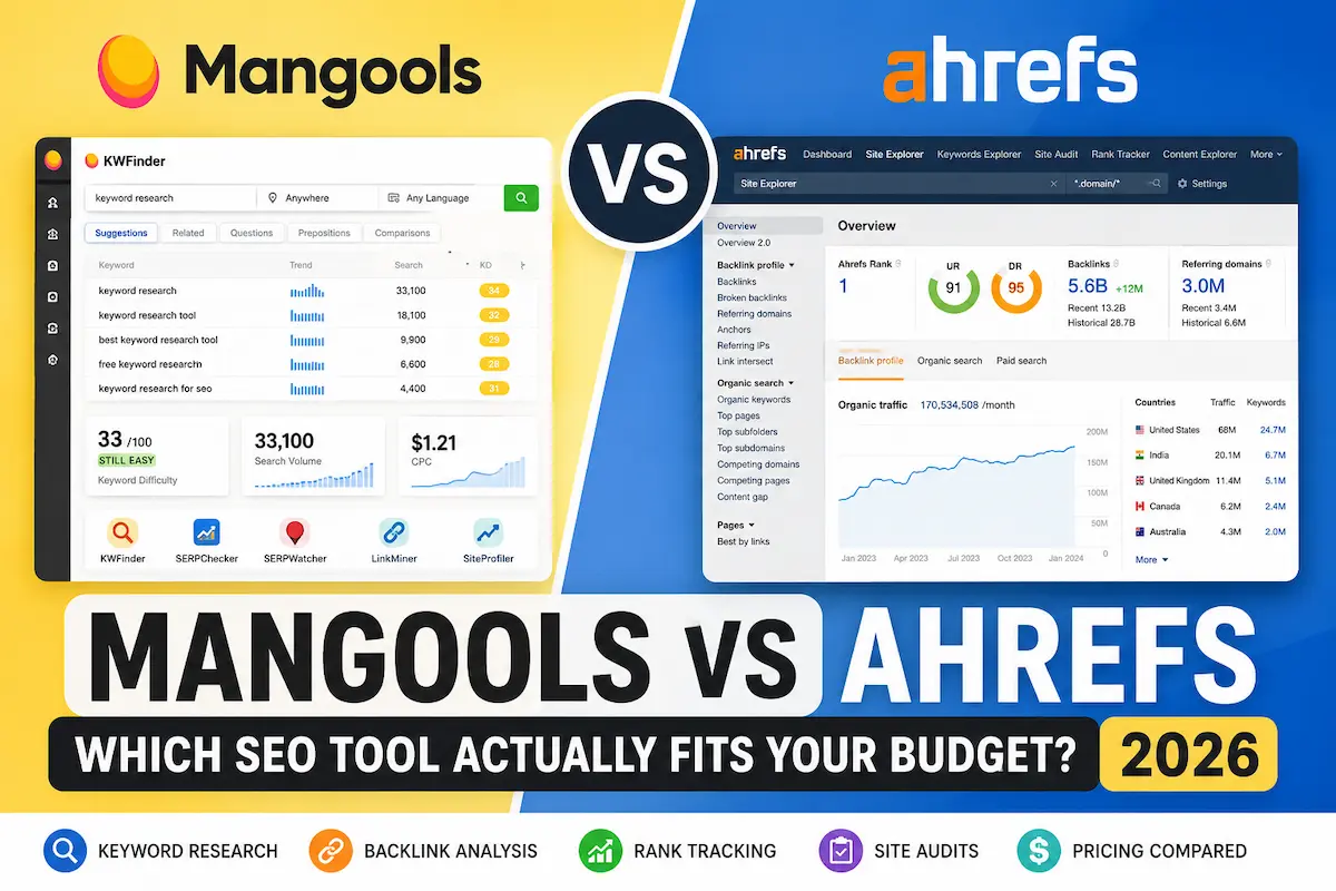 Mangools vs Ahrefs SEO tools compared side by side