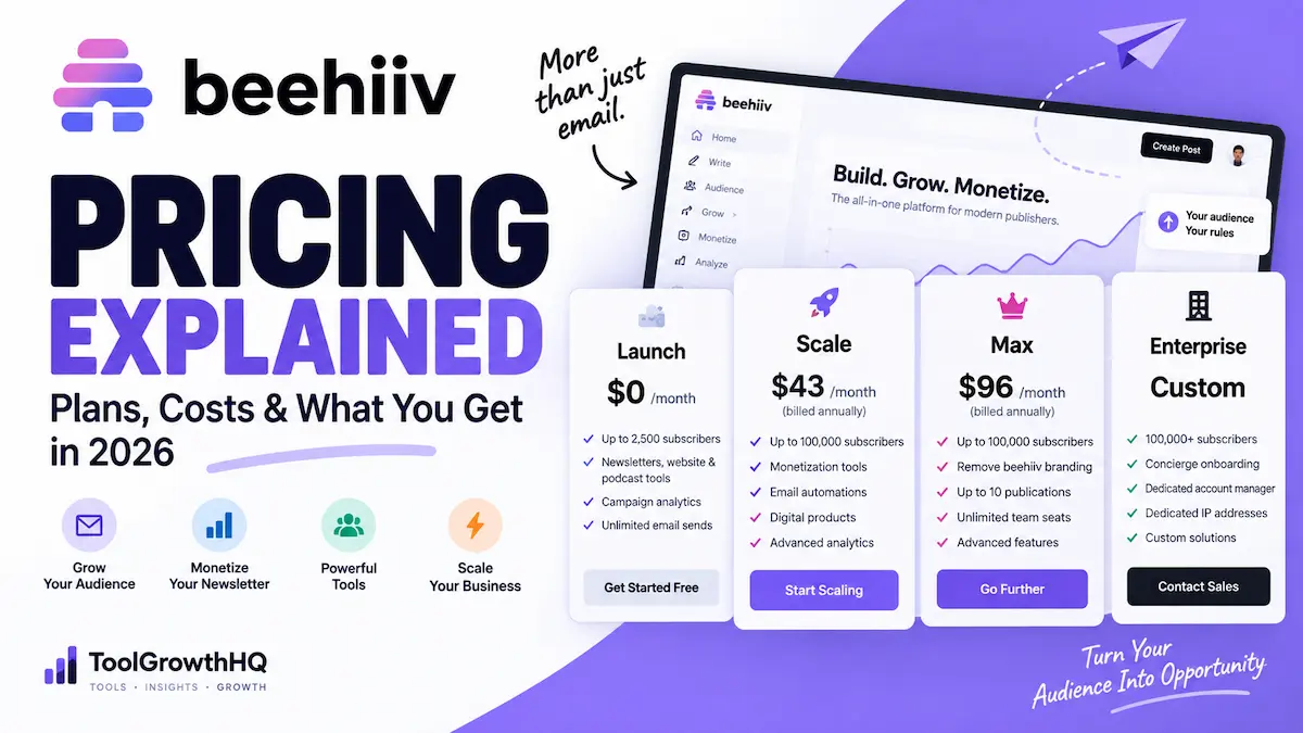 Beehiiv pricing plans and costs for 2026