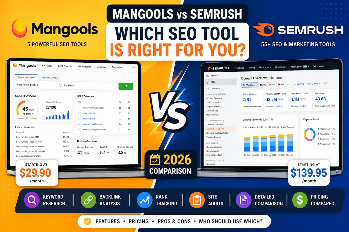 Mangools vs Semrush SEO tools compared side by side