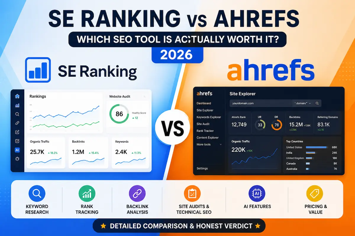 SE Ranking vs Ahrefs 2026 SEO tool comparison