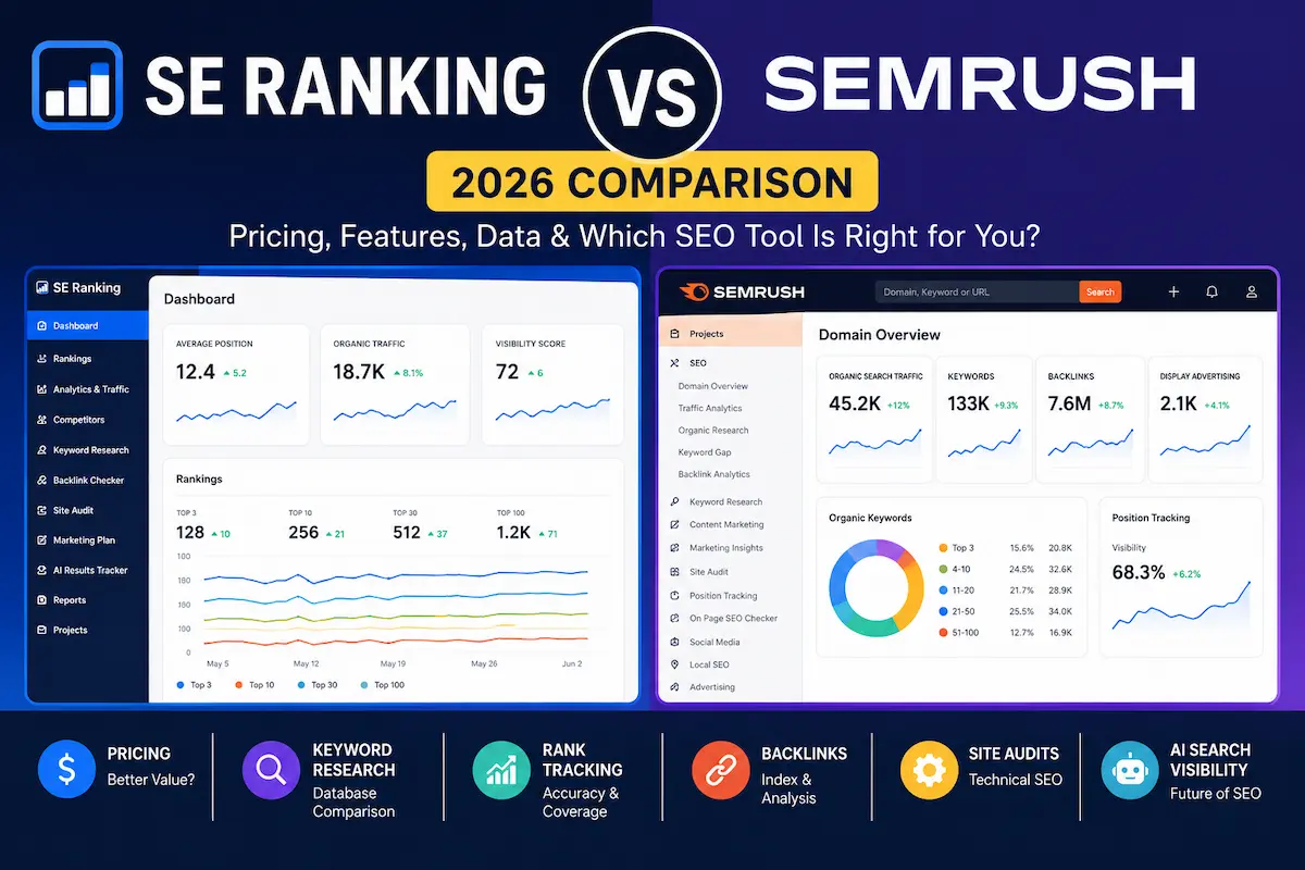 SE Ranking vs Semrush 2026 SEO tool comparison